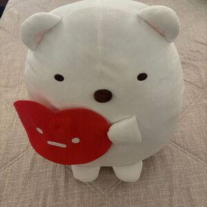 San-X Sumikkogurashi Shirokuma Large 16 Inch Polar Bear Holding Red Heart Plush